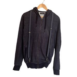 Antony Morato Front Zip Hoodie with Suspenders Gray Size XL